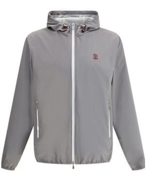 Brunello Cucinelli Waterproof Jacket With Hood - Grey
