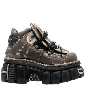 Vetements X New Rock Camo Printed Platform Sneakers - Black
