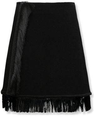 Jil Sander High Waist Fringed Mini Skirt - Black