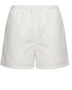 Gucci Embroidered Cotton Shorts - White