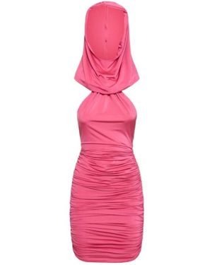 GIUSEPPE DI MORABITO Stretch Jersey Hooded Mini Dress - Pink