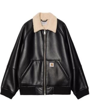 Carhartt Wip Shepton Faux Shearling Collar Jacket - Black