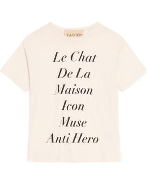 Valentino Cotton T-Shirt With Le Chat De La Maison Icon Muse Anti Hero Print - White