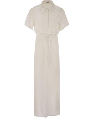 Brunello Cucinelli Drawstring Waist Maxi Dress - White