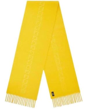 Fendi Logo Embossed Fringed Scarf - Yellow