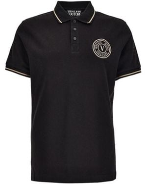 Versace Jeans Couture Logo Trim Polo Shirt - Black