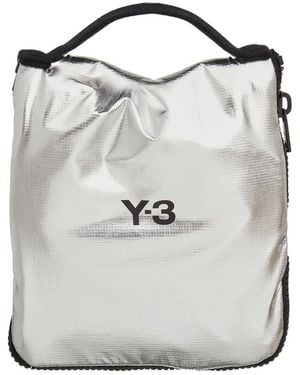 Y-3 Logo Printed Zip-Around Packable Tote Bag - Grey