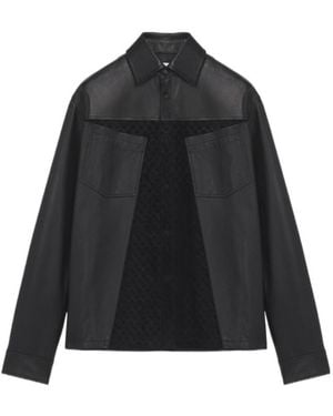 McQueen Paneled Leather Overshirt - Black