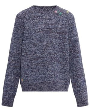 Dries Van Noten Crew Neck Long-Sleeved Knitwear - Blue