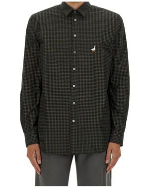 Moschino Goose Embroidered Checked Shirt - Black