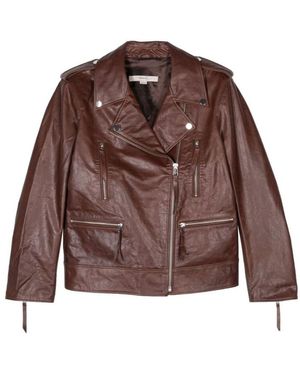 REMAIN Birger Christensen Zip-Up Biker Jacket - Brown