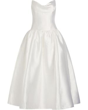 Self-Portrait Satin Strapless Dress - White
