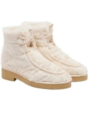 Aquazzura Frosty Shearling Ankle Boots - Natural
