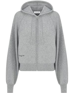 Dior Hooded Zip-Up Cardigan - Grey