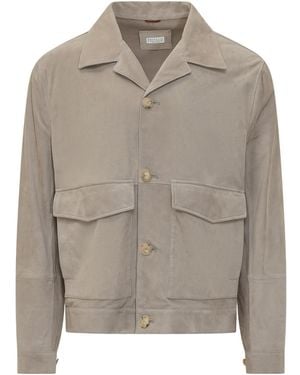 Brunello Cucinelli Collared Button-Up Jacket - Grey
