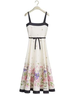 Dior Mid-Length Flared Dress With Belt - White