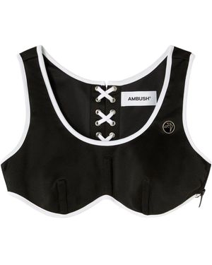 Ambush Lace-Up Cropped Top - Black