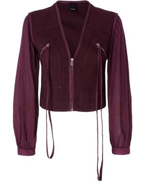 Pinko V-Neck Puff-Sleeve Top - Purple