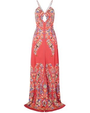 Etro Floral-Print Crepe Maxi Dress - Red