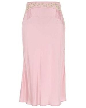 Prada Satin Midi Skirt - Pink