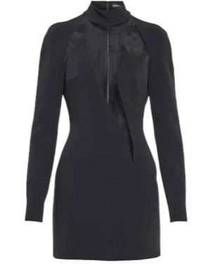 David Koma Mesh-Panel Mockneck Minidress - Blue