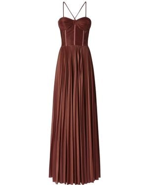 Pinko Cross Shoulder Strap Pleated Maxi Dress - Purple