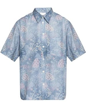 Isabel Marant Floral Printed Short-Sleeve Shirt - Blue