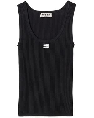 Miu Miu Viscose Tank Top - Black