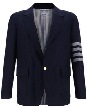 Thom Browne Single-Breasted Striped Tailored Blazer - Blue