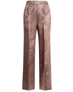 Etro Jacquard Pants With Floral Paisley Motif - Brown