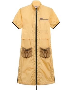Marni Zip-Up Drawstring-Pocket Dress - Yellow