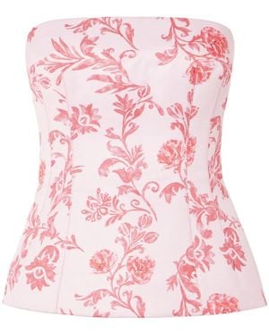 Emilia Wickstead Floral Strapless Bustier Top - Pink