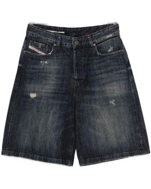 DIESEL Denim Shorts With Belt Loops - Blue