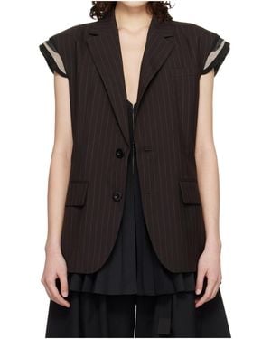 Sacai Chalk Stripe Vest in Black | Lyst
