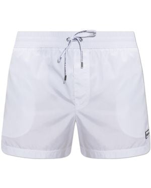 Dolce & Gabbana Logo Patch Drawstring Swim Shorts - Blue