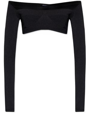 DSquared² Cropped Square-Neck Knitted Top - Black