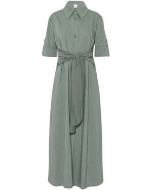 Marella Stretch Linen And Viscose Shirt Dress - Green