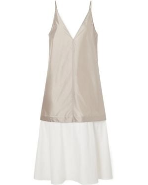 St. Agni Two-Tonemidi Dress - White