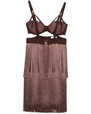 Elisabetta Franchi Fringe Bra Dress - Purple