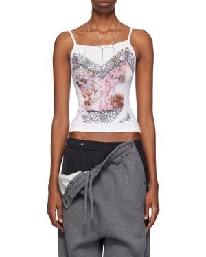 Y. Project Lace Printed Camisole Top - White