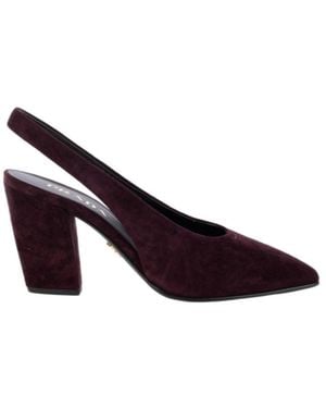Prada Pointed-Toe Slingback Pumps - Purple