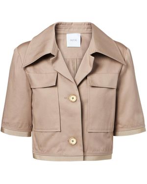 Patou Cropped Button-Down Casual Jacket - Natural