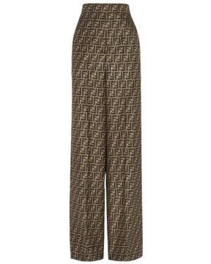 Fendi Allover Ff Printed Straight-Leg Trousers - Natural