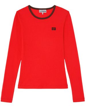 Ganni Long-Sleeve Top - Red