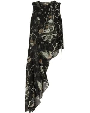 AllSaints Asymmetric Print Wrap Top - Black