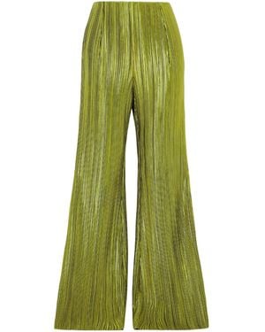Galvan London Nuage Metallic Plissé-Crepe Flared Trousers - Green