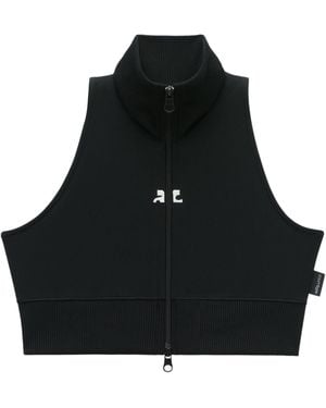 Courreges Courrèges Interlock Tracksuit Cropped Vest - Black