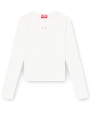 DIESEL T-Uncutieslong-Ls-Od Oval D Logo T-Shirt - White