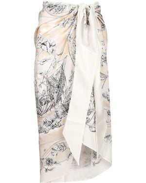 Ferragamo Ferragamo Viaggio Printed Pareo Skirt - White