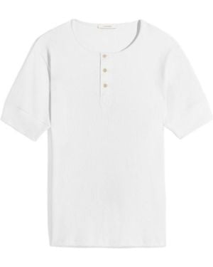 Lemaire Ribbed Henley Top - White